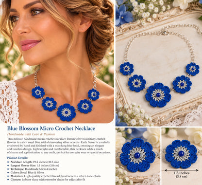 Blue Blossom Micro Crochet Neclase